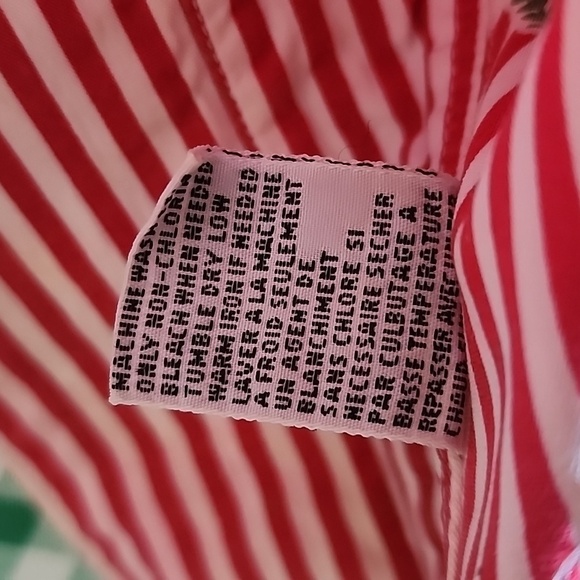 Talbots Red White Stripe with Emblem Design Button Down Shirt Size M - Picture 4 of 9